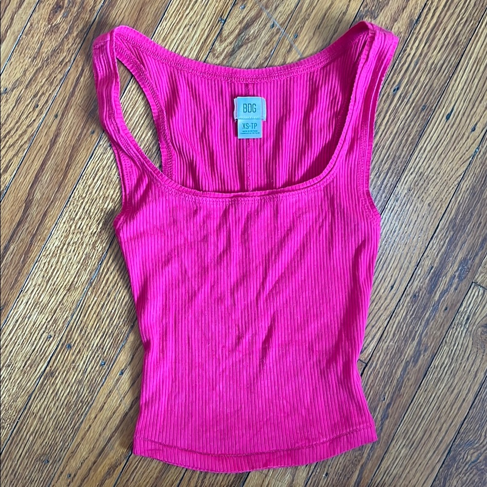 BDG Pink Square Neck Tank Top